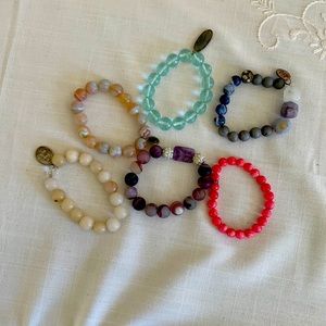 Beaded bracelets in a bundle of 6.